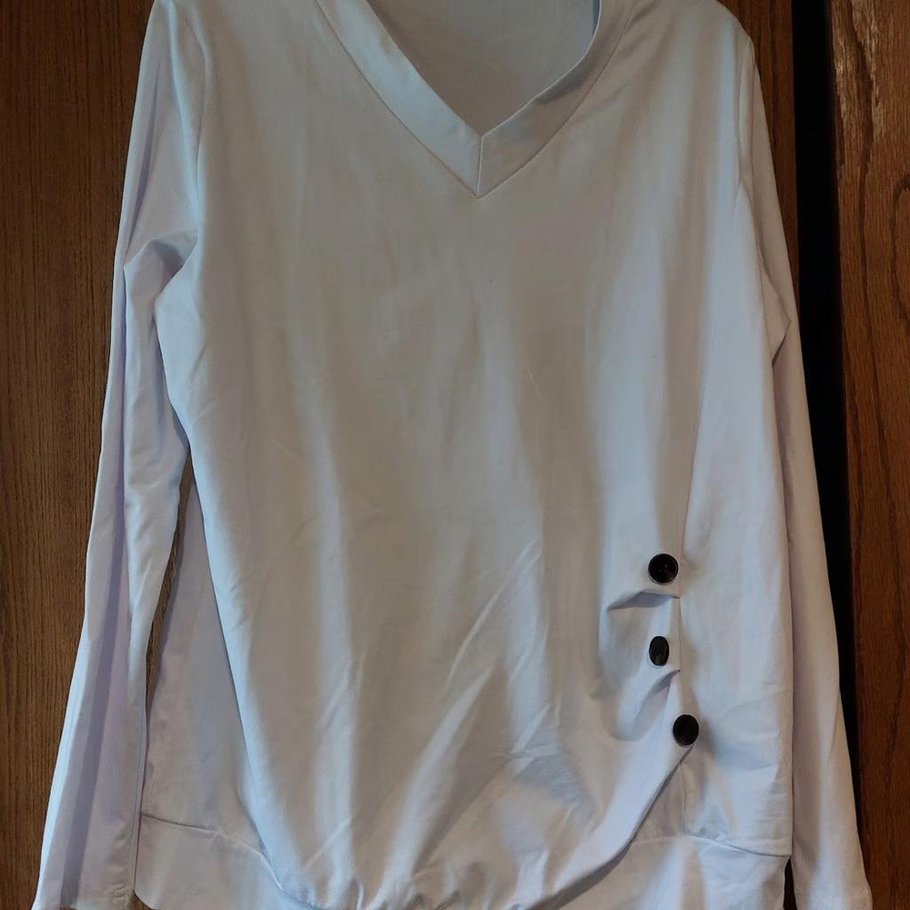 Women's White Long Sleeve Tunic, Size XL